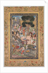 Babur meeting with Sultan Ali Mirza at the Kohik River, from a Babur-nama, c. 159 by Unknown