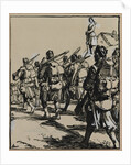 Bataille des frontières: groupe des soldats britanniques, 1914 by Auguste Louis Lepère