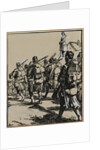 Bataille des frontières: groupe des soldats britanniques, 1914 by Auguste Louis Lepère