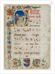 Bifolium Excised from an Antiphonary: Initial D[ominus Iesus]?, c. 1425-1450 by Unknown