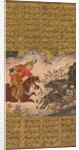 Bijan killing the wild boars of Irman, from a Shah-nama of Firdausi …, c. 1610 by Unknown
