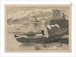 Boats on a River, Windmill in Distance, 1809 by Cornelius Varley