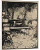 Bombe explosant sur un cuirasse aux canons braques, 1914 by Auguste Louis Lepère