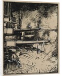 Bombe explosant sur un cuirasse aux canons braques, 1914 by Auguste Louis Lepère