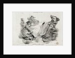 Caricature du Jour: No. 78, Un Demoisellevivement diisputée by Charles-Émile Jacque