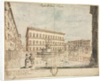 Eighteen Views of Rome: The Piazza Farnese; Cartouche, 1664 by Lievin Cruyl