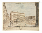 Eighteen Views of Rome: The Piazza Farnese; Cartouche, 1664 by Lievin Cruyl