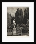 Essay on Stone with Brush and Scraper: Playing at Hoops on the Castle Terrace, 1851 by Adolph von Menzel