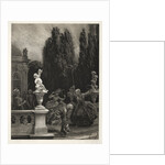 Essay on Stone with Brush and Scraper: Playing at Hoops on the Castle Terrace, 1851 by Adolph von Menzel
