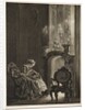Essay on Stone with Brush and Scraper: Woman Reading at the Fireside, 1851 by Adolph von Menzel
