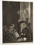 Essay on Stone with Brush and Scraper: Woman Reading at the Fireside, 1851 by Adolph von Menzel