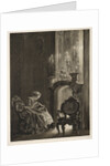 Essay on Stone with Brush and Scraper: Woman Reading at the Fireside, 1851 by Adolph von Menzel