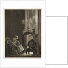 Essay on Stone with Brush and Scraper: Woman Reading at the Fireside, 1851 by Adolph von Menzel