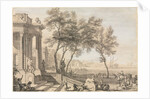 Fantastic Harbor Scene with Architecture and Figures, 1713 by Isaac de Moucheron