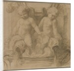 Fountain with Putti Riding Dolphins, last half 1800s by Alphonse Legros
