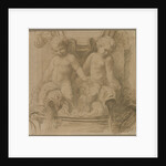 Fountain with Putti Riding Dolphins, last half 1800s by Alphonse Legros