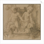 Fountain with Putti Riding Dolphins, last half 1800s by Alphonse Legros