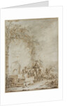 Frontispiece for an Album of Drawings: Peasants at a Fountain…, 1784 by Dirk Langendijk