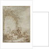 Frontispiece for an Album of Drawings: Peasants at a Fountain…, 1784 by Dirk Langendijk