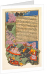 Ghatotkacha and three demons in his company chase Bhagadatta…, 1616-1617 by Fazl (attributed to)
