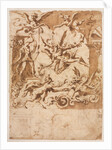 Grotesque with a Satyr Feeding a Dragon, c. 1565/1588 by Marco Marchetti