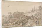 Hilly Landscape with Hut Beside a Stream, 1627 by van de Velde Esaias