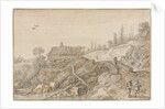 Hilly Landscape with Hut Beside a Stream, 1627 by van de Velde Esaias