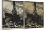 Hôtel de Ville de Bruxelles en feu, 1914 by Auguste Louis Lepère