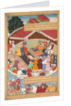 Hulagu Khan giving a feast and dispensing favor upon the amirs and princes…, c. 1596-1600 by Lal; Dharam Das; Padarath