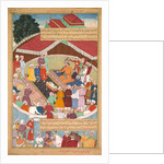 Hulagu Khan giving a feast and dispensing favor upon the amirs and princes…, c. 1596-1600 by Lal; Dharam Das; Padarath