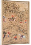 Hunting with Falcons in a Landscape, c. 1558-1560; borders added probably 1700s by Abd al-Samad (attributed to)