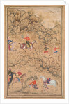 Hunting with Falcons in a Landscape, c. 1558-1560; borders added probably 1700s by Abd al-Samad (attributed to)
