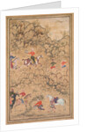 Hunting with Falcons in a Landscape, c. 1558-1560; borders added probably 1700s by Abd al-Samad (attributed to)