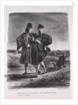 Illustrations for Faust: Faust, Méphistophélé and the barbet, 1828 by Eugène Delacroi