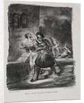 Illustrations for Faust: Méphistophélés and Faust flee after the duel, 1828 by Eugène Delacroi