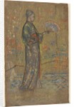 Japanese Woman Painting a Fan; Standing Woman Holding Up Her Dress, c. 1872 by James McNeill Whistler