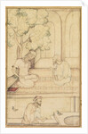Kabir and Two Followers on a Terrace; Calligraphy, c. 1610-1620 by Unknown