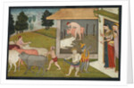 Krishna and Lakshmana Taking the Cattle Out to Graze, page from the Bhagavata Purana, c. 1780-1790 by Unknown