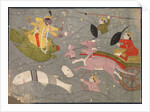 Krishna Fighting Vanasura's Sons: Scene from the Aniruddha Usha Section of Krishna Lila, c. 1840 by Unknown