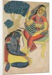 Krishna Stroking Radha's Feet, 1800s by Unknown