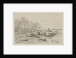 Landscape with a Flock of Sheep, 1800s by Charles-Émile Jacque