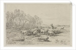 Landscape with a Flock of Sheep, 1800s by Charles-Émile Jacque