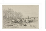 Landscape with a Flock of Sheep, 1800s by Charles-Émile Jacque