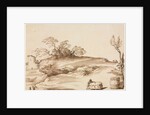 Landscape with a Man Leaning on a Bale, c. 1640 by Guercino