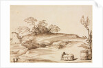 Landscape with a Man Leaning on a Bale, c. 1640 by Guercino