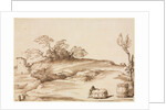 Landscape with a Man Leaning on a Bale, c. 1640 by Guercino