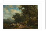 Landscape with a Peasant and His Flock, c. 1850 - 1859 by Alexander Joseph Daiwaille; Eugène Joseph Verboeckhoven