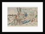 Landscape with Ferry Boat, Geese and Full Moon, early 1830s by Totoya Hokkei