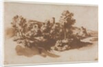 Landscape with Fortification Between Marino and Frascati, c. 1650 by Jacob van der Ulft; Gaspard Dughet; Nicolas Poussin (possibly)