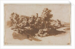 Landscape with Fortification Between Marino and Frascati, c. 1650 by Jacob van der Ulft; Gaspard Dughet; Nicolas Poussin (possibly)